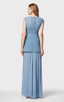 Milano Corset Gown W/ Silk Ruched Chiffon | Abalone