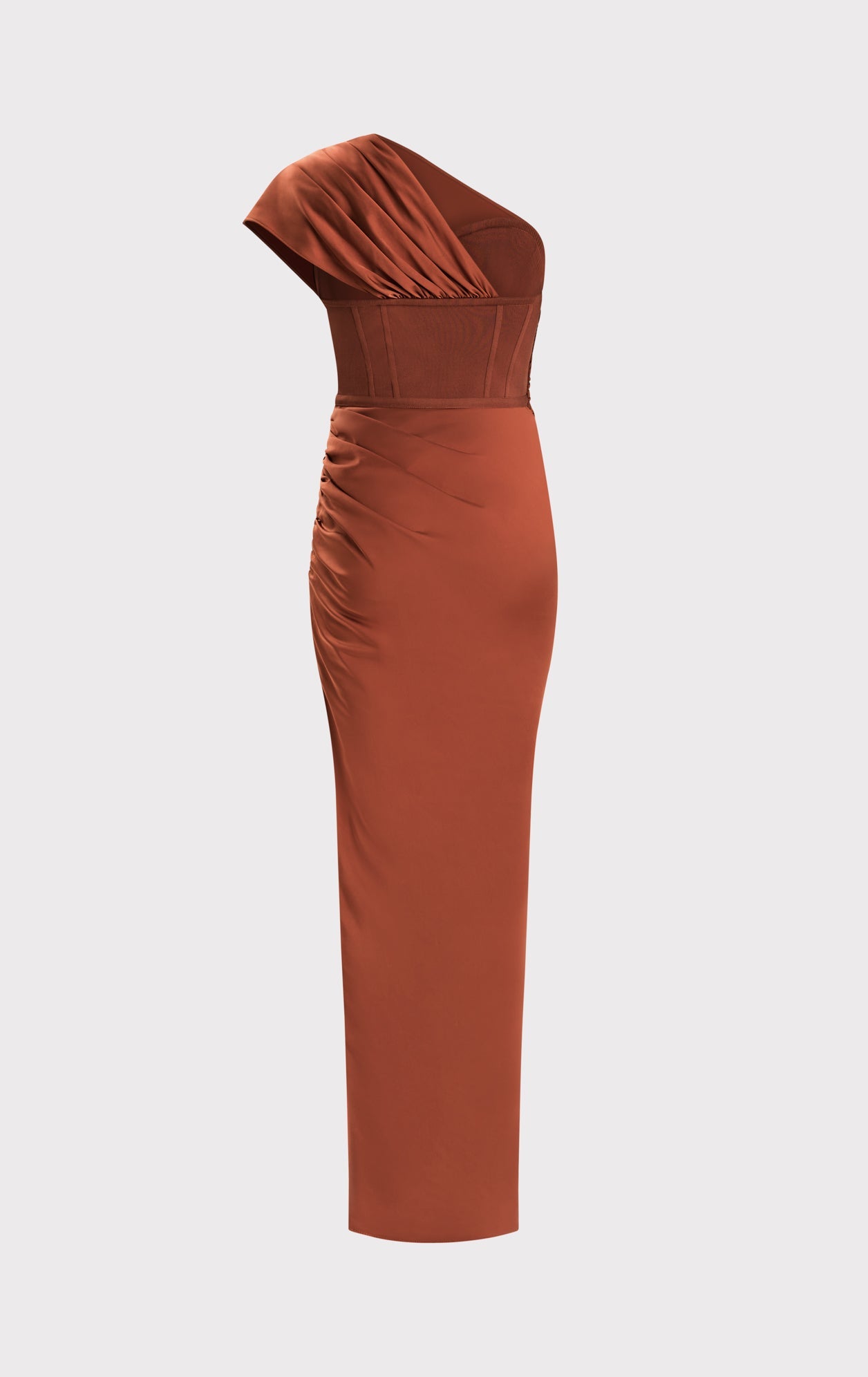 Ruched Woven Combo Gown | Redwood