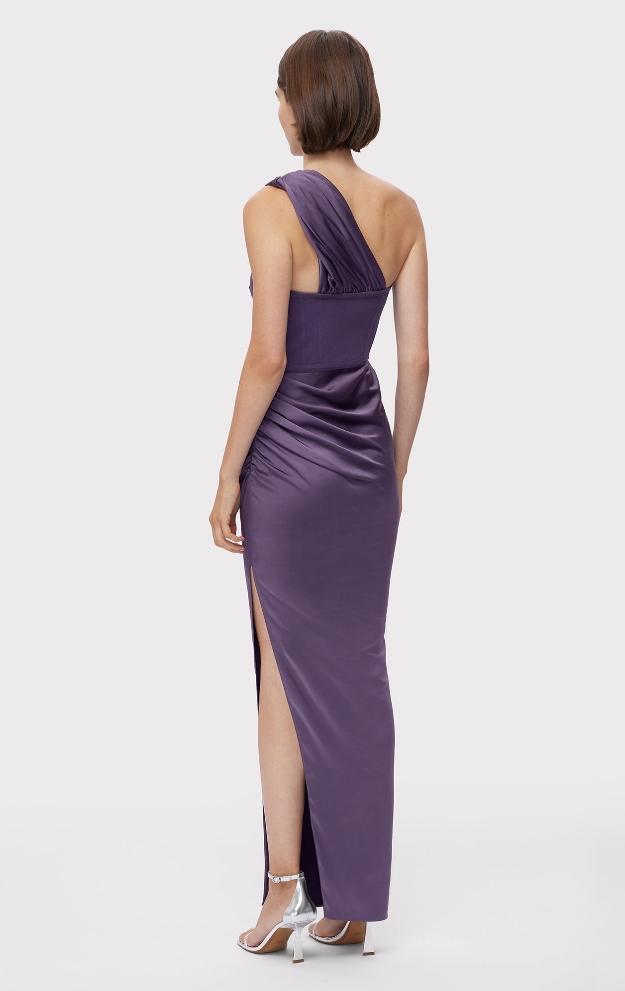 Ruched Woven Combo Gown | Plum