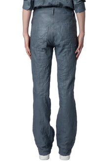 Pistol Creased Leather Pants | Light Blue