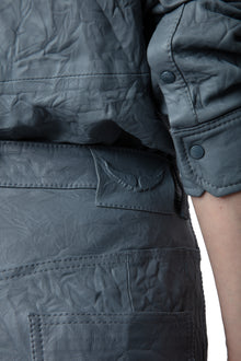 Pistol Creased Leather Pants | Light Blue