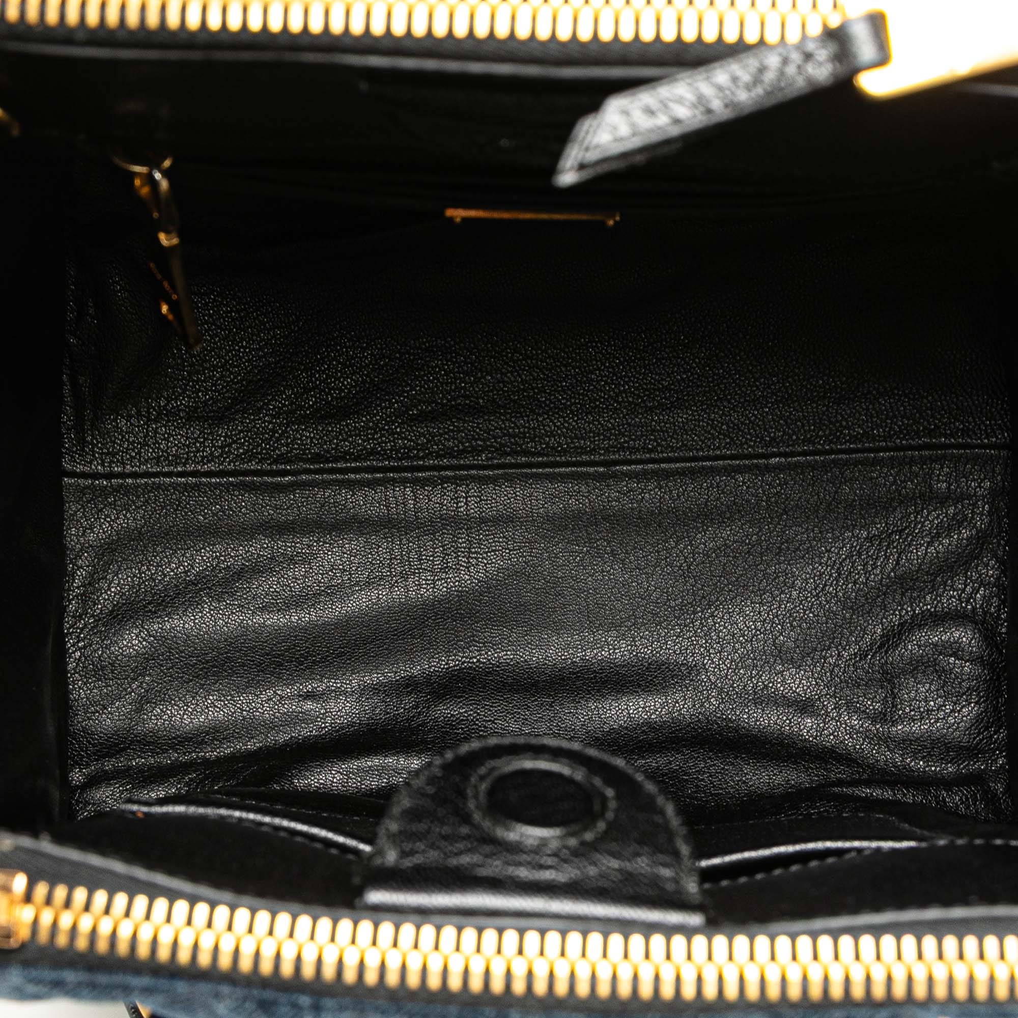 Miu Miu | Pre-Owned Small Matelasse Denim Biker Satchel | Blue/Denim