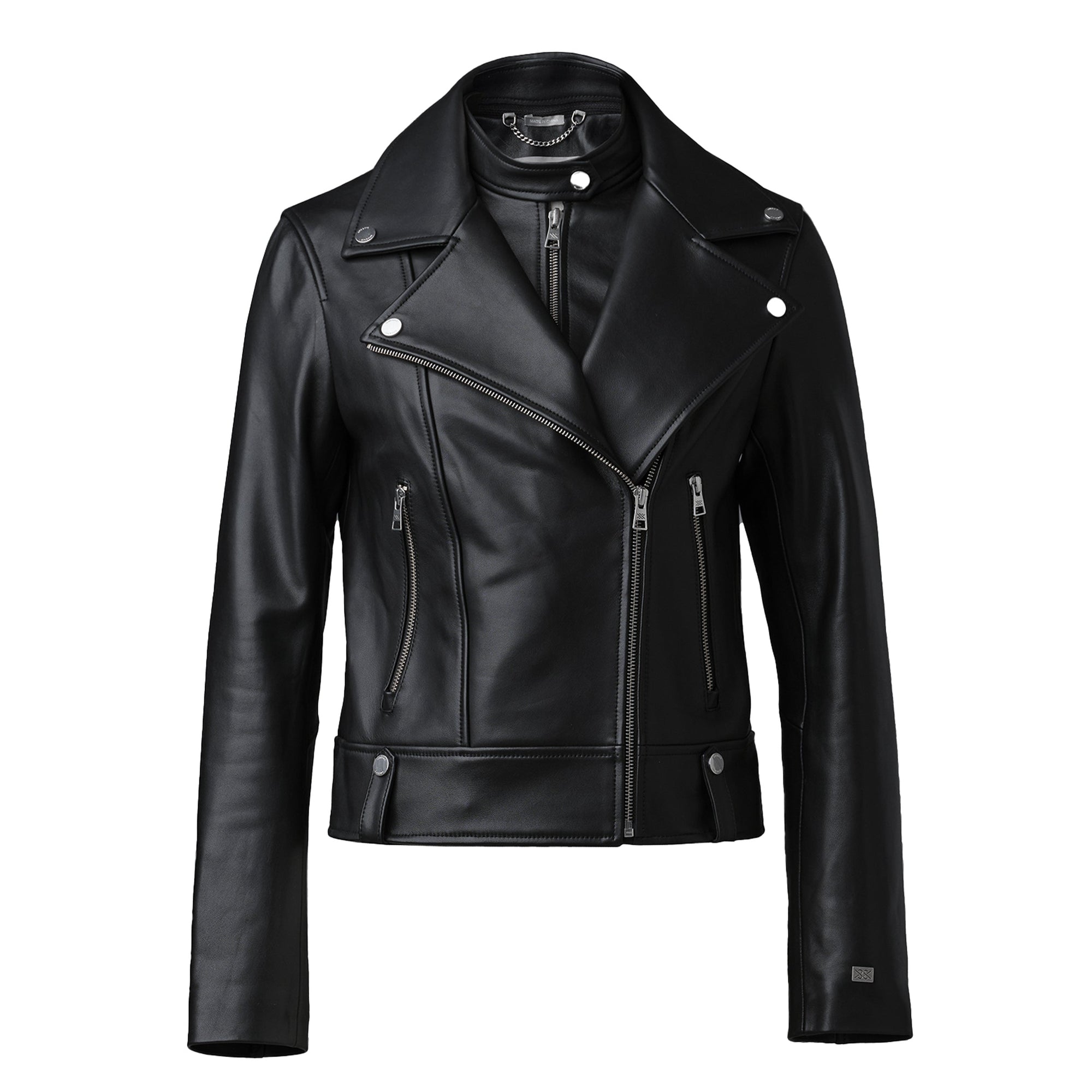 Ryder Semi-Fitted Leather Biker Jacket | Black
