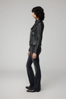 Ryder Semi-Fitted Leather Biker Jacket | Black