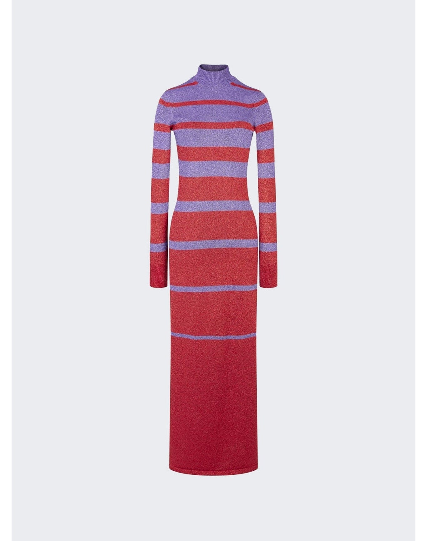 Rabanne | Women | Metallic Stripe Knitted Dress | Purple x Red