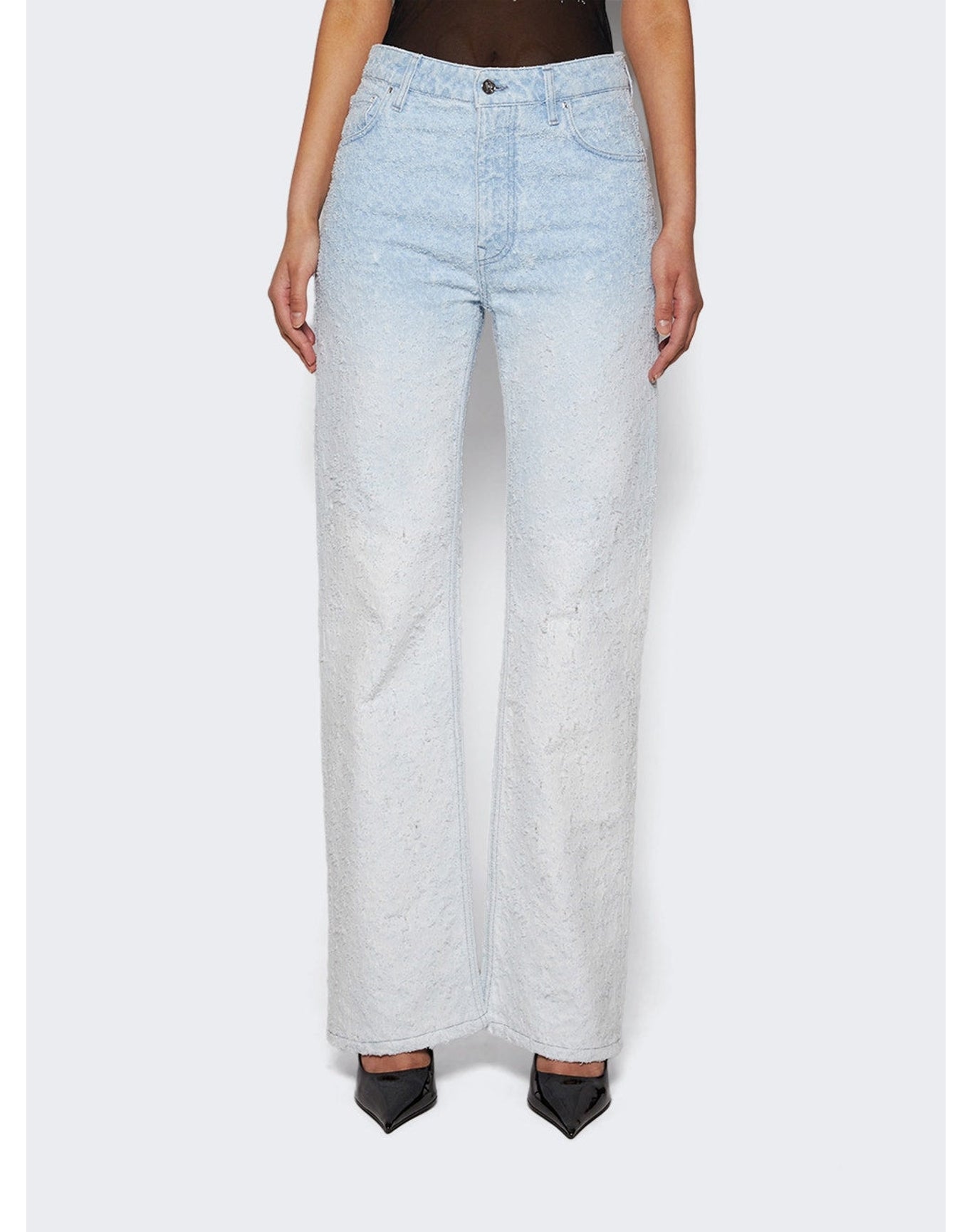 Rabanne | Women | Scratched Raw Jeans | Denim Light Blue