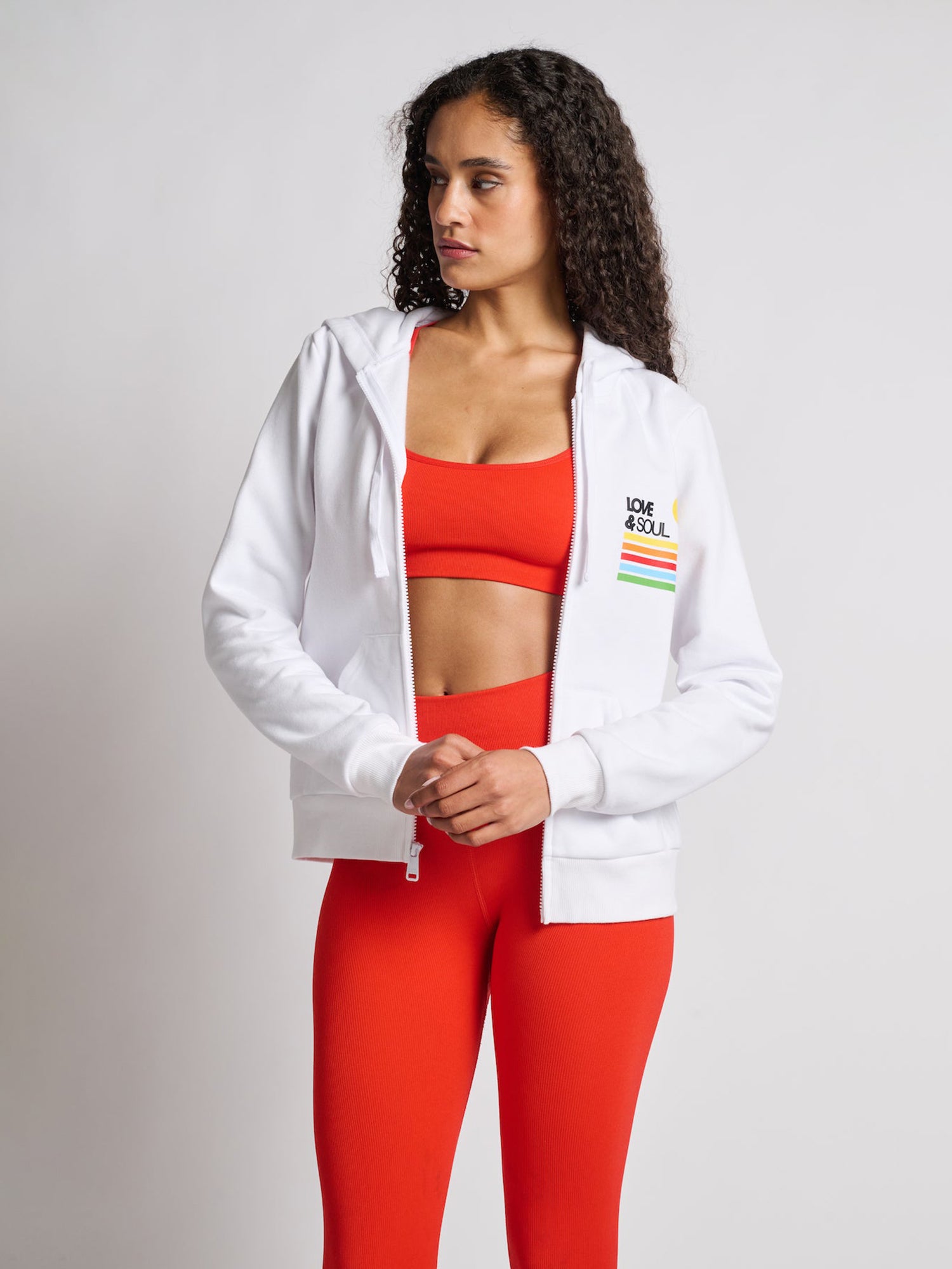 Women | Love & Sports | Rainbow Love & Soul Zip Hoodie | White
