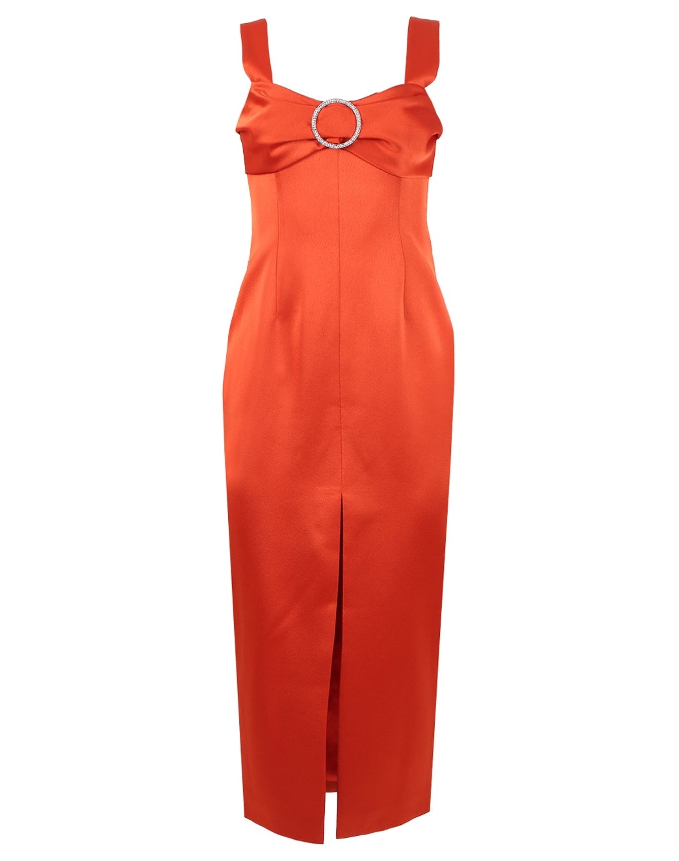 Rasario | Women | Buckled Draped Satin Midi Dress | Orange