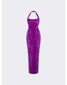 Rasario | Women | Draped Velvet Maxi Dress | Purple