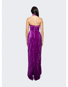 Rasario | Women | Draped Velvet Maxi Dress | Purple