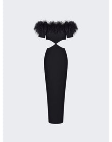 Rasario | Women | Fringe Crepe Cut-out Maxi Dress | Black