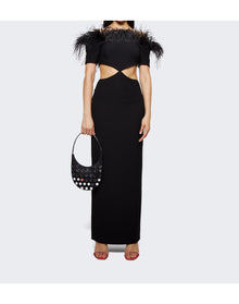 Rasario | Women | Fringe Crepe Cut-out Maxi Dress | Black
