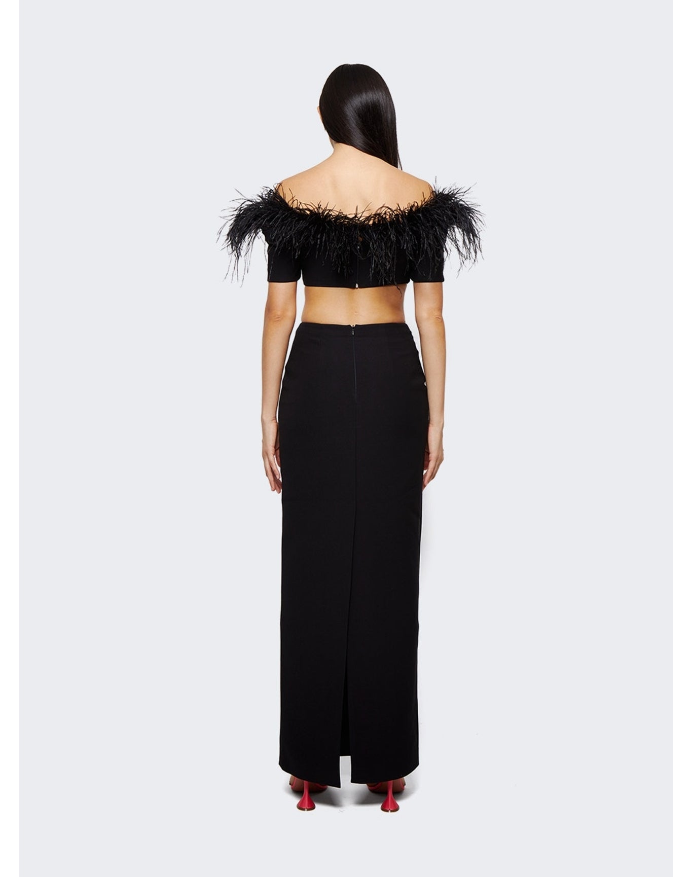 Rasario | Women | Fringe Crepe Cut-out Maxi Dress | Black