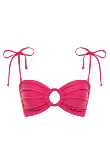 Tori Ties Bandeau Bikini Top | Raspberry