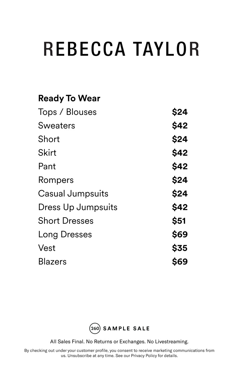 Price table