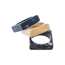 Multi-Color Charcoal & Cream Square Resin Bangle Set - Adina's Jewels