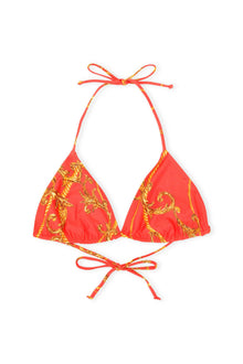 Recycled Printed String Bikini Top | High Risk Red