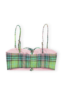 Recycled Seersucker Tie front Bikini Top | Lagoon