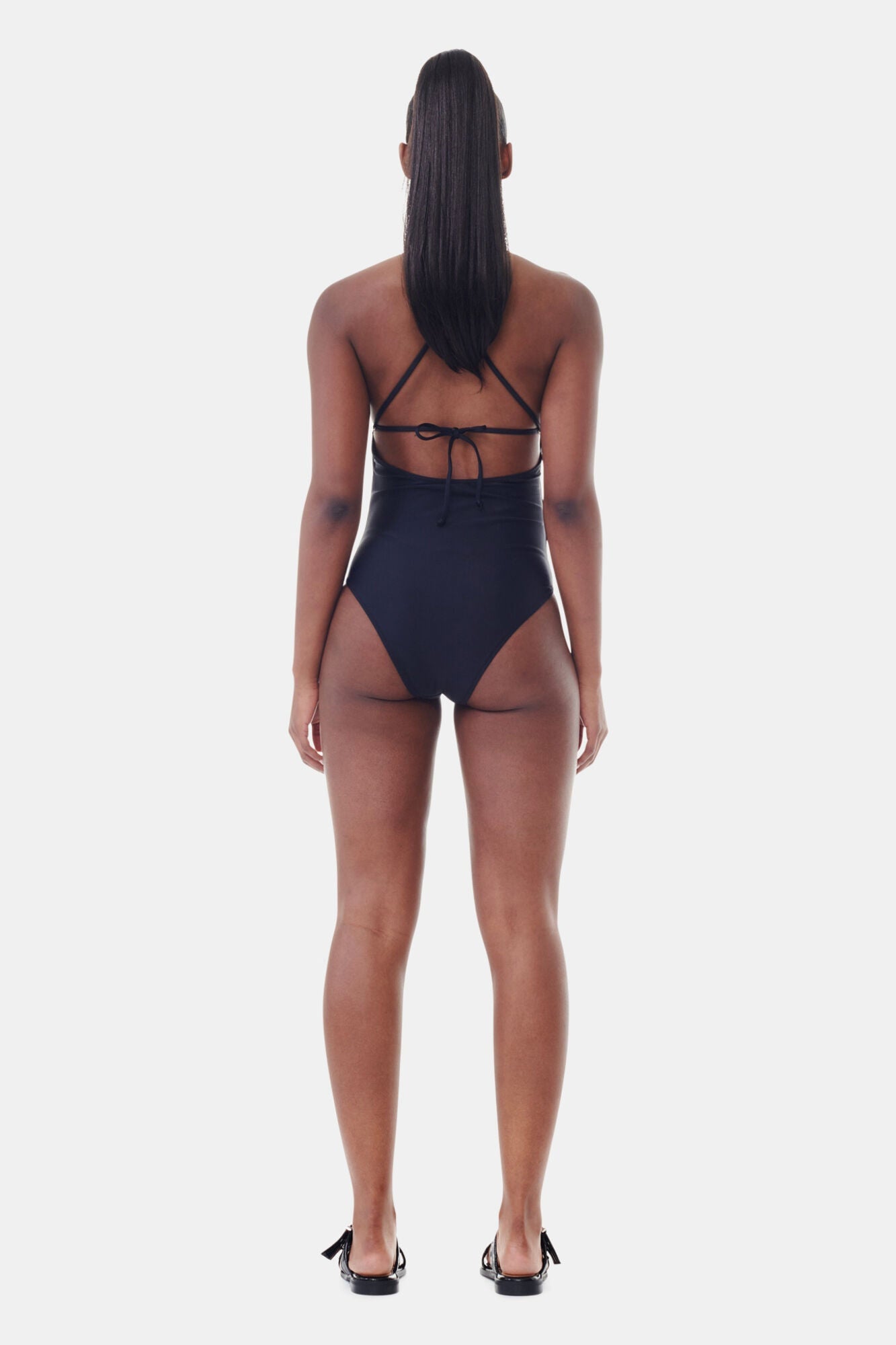 Recycled Tie String Swimsuit | Black