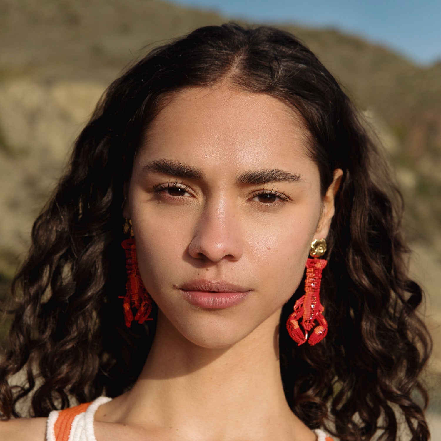 Lobster Drop Earrings | Red/Multi | 14K Gold Plated Brass