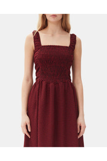 Red Sheer Midi Strap Smock Dress | Winery