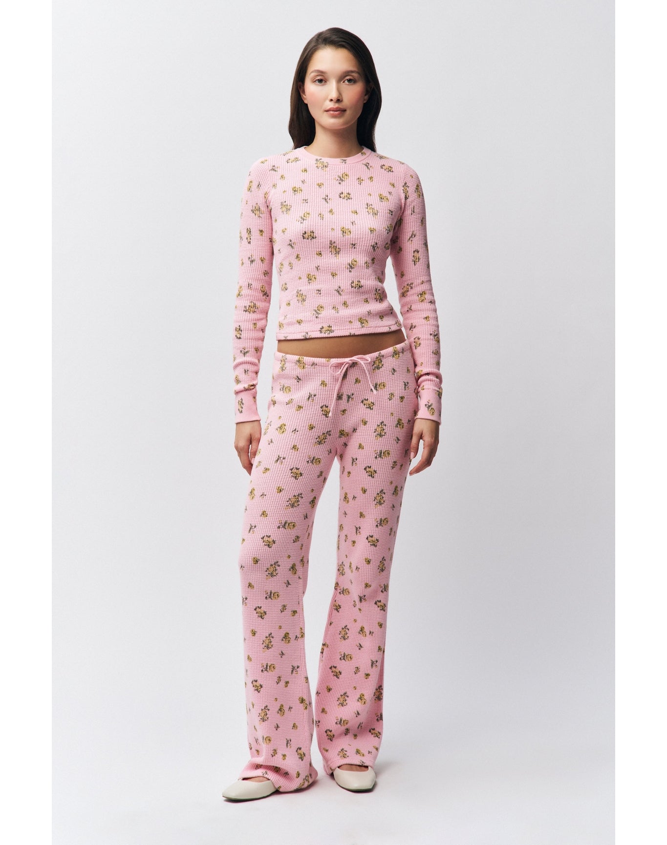 Relaxed Thermal Pant | Baby Pink Floral