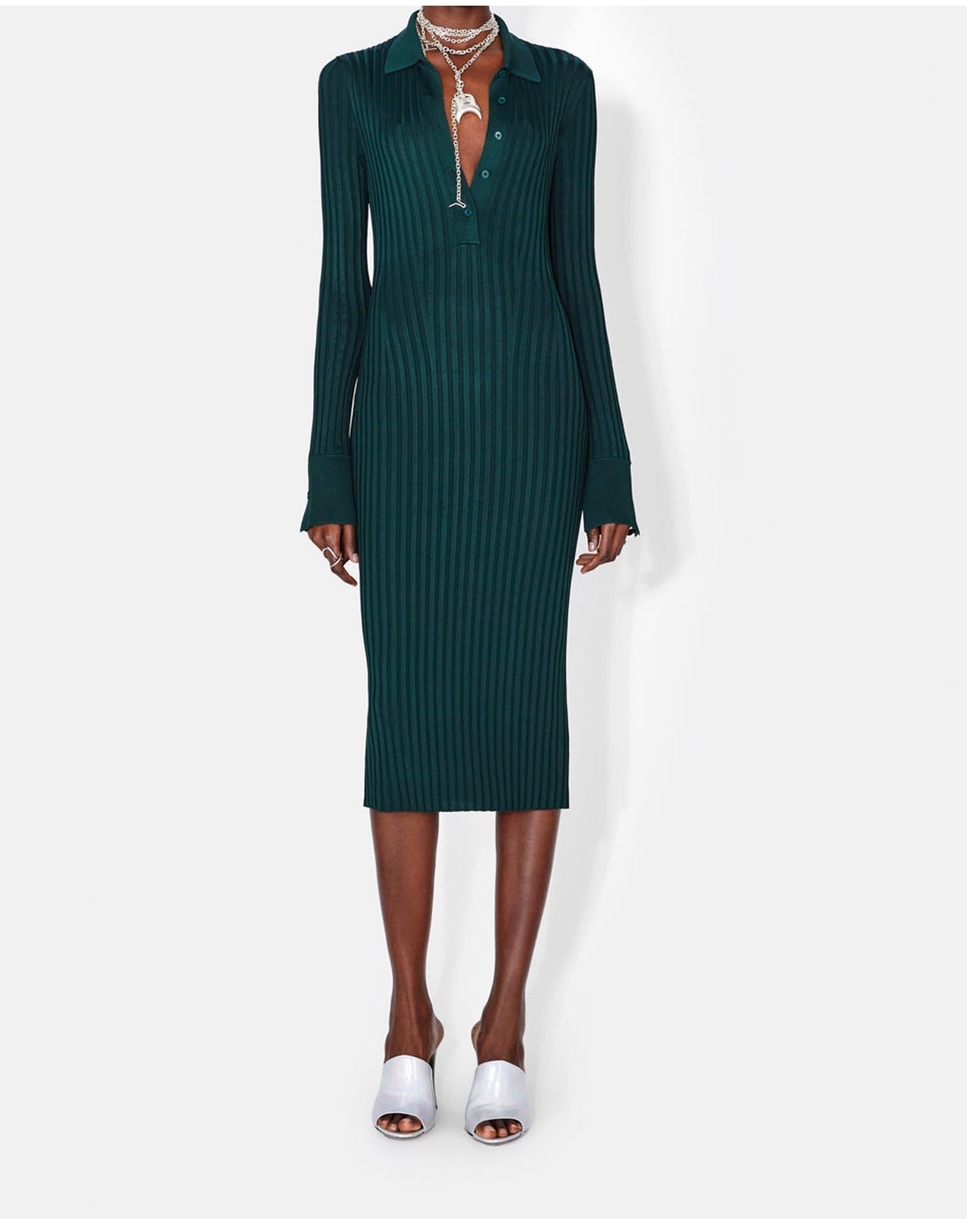 Rhea Henley Dress | Evergreen