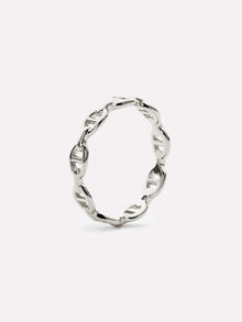 Rhodium Plated Classic Anchor Chain Rings For Women Ana Luisa Iver Silver
