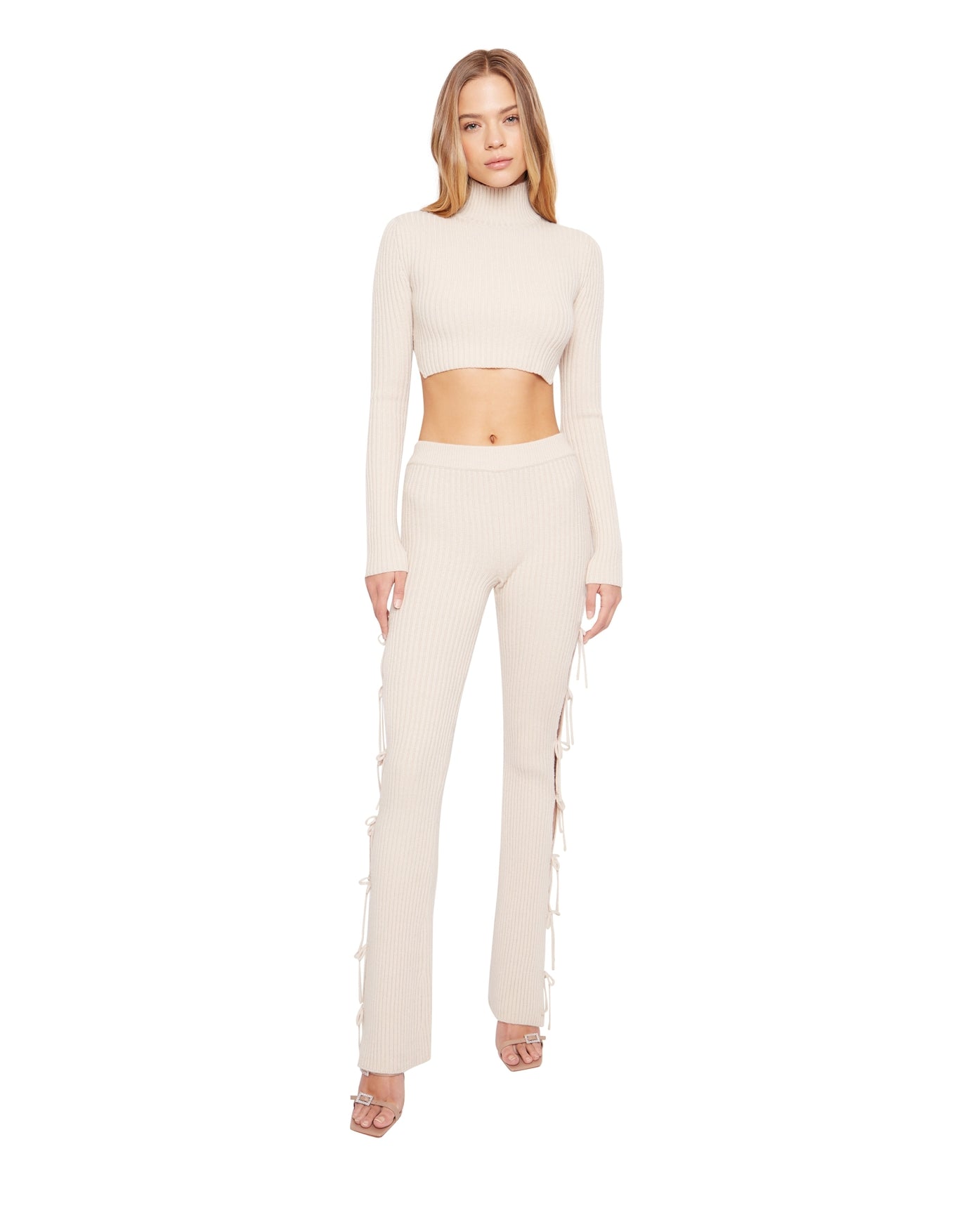 Rib Knit Backless Long Sleeve | Light Oat