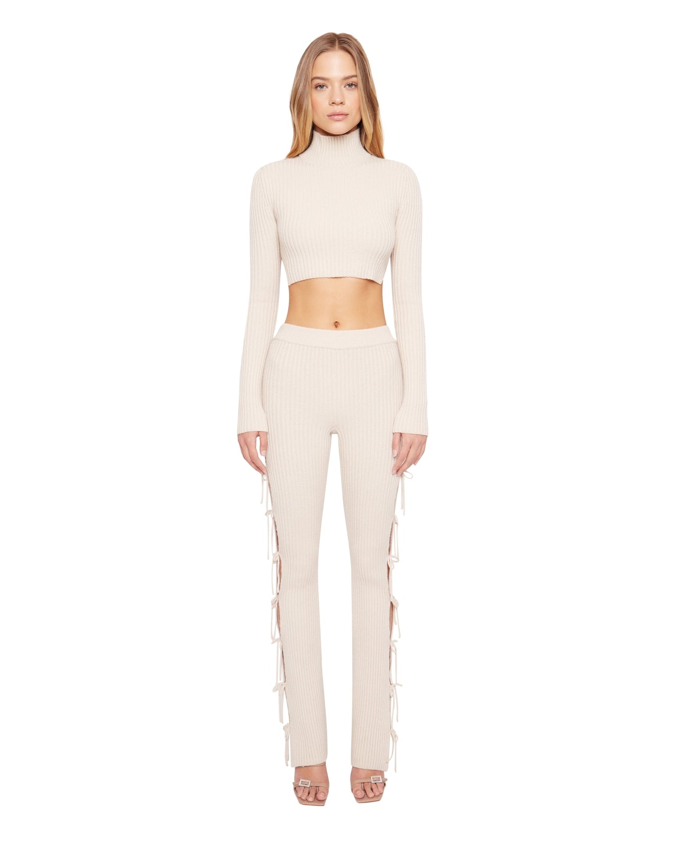 Rib Knit Backless Long Sleeve | Light Oat