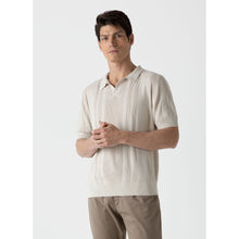 Rib Knit Polo Shirt | Men | Beige