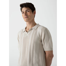 Rib Knit Polo Shirt | Men | Beige