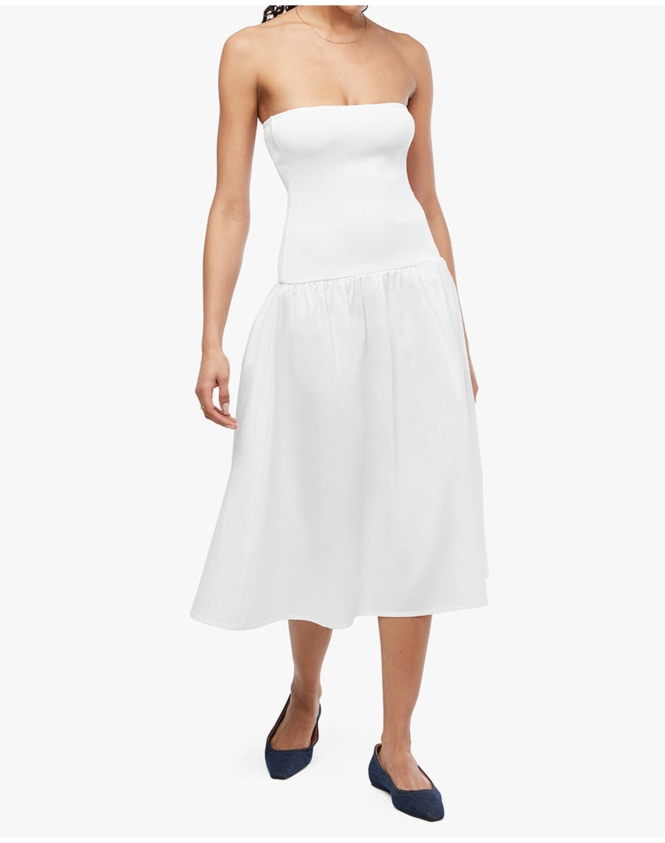 Ribbed Cotton Midi Dress | White