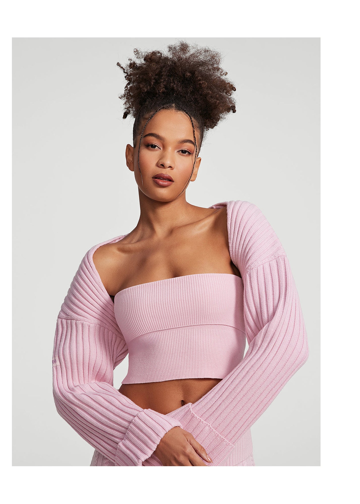 Ribbed Knit Shrug | Ballet Pink