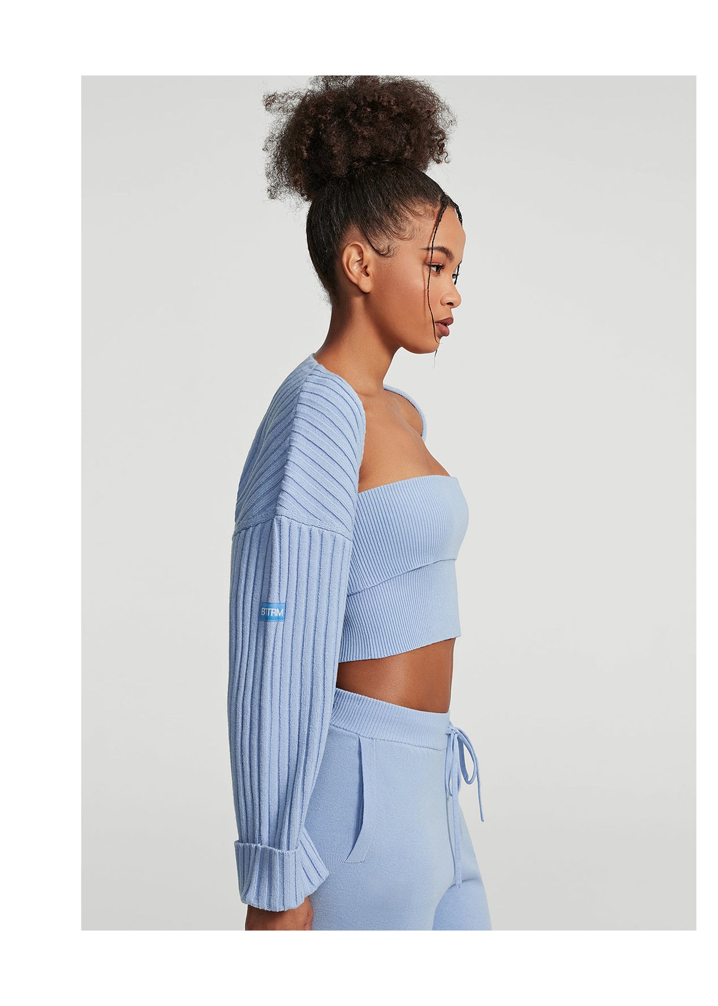 Ribbed Knit Shrug | Sky Blue