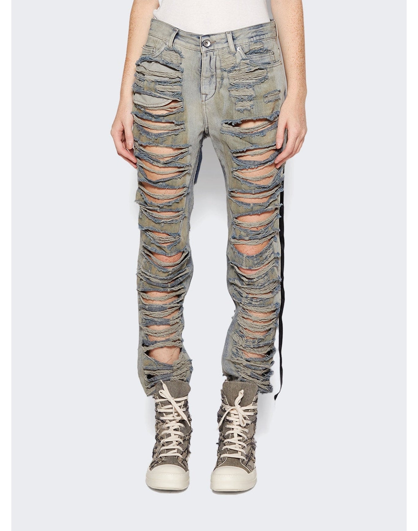 Rick Owens DRKSHDW | Women | Shredded Detroit Cut Jeans | Mineral Pearl