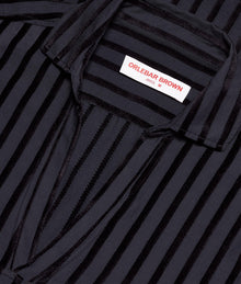 Ridley Tonal Chenille Stripe Relaxed Fit Overhead Shirt | Night Iris