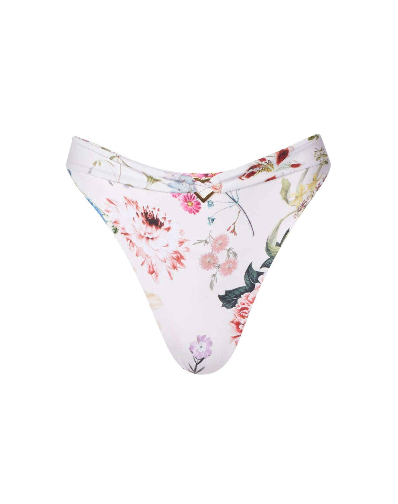 Riley Floral High Waisted Bottom | White