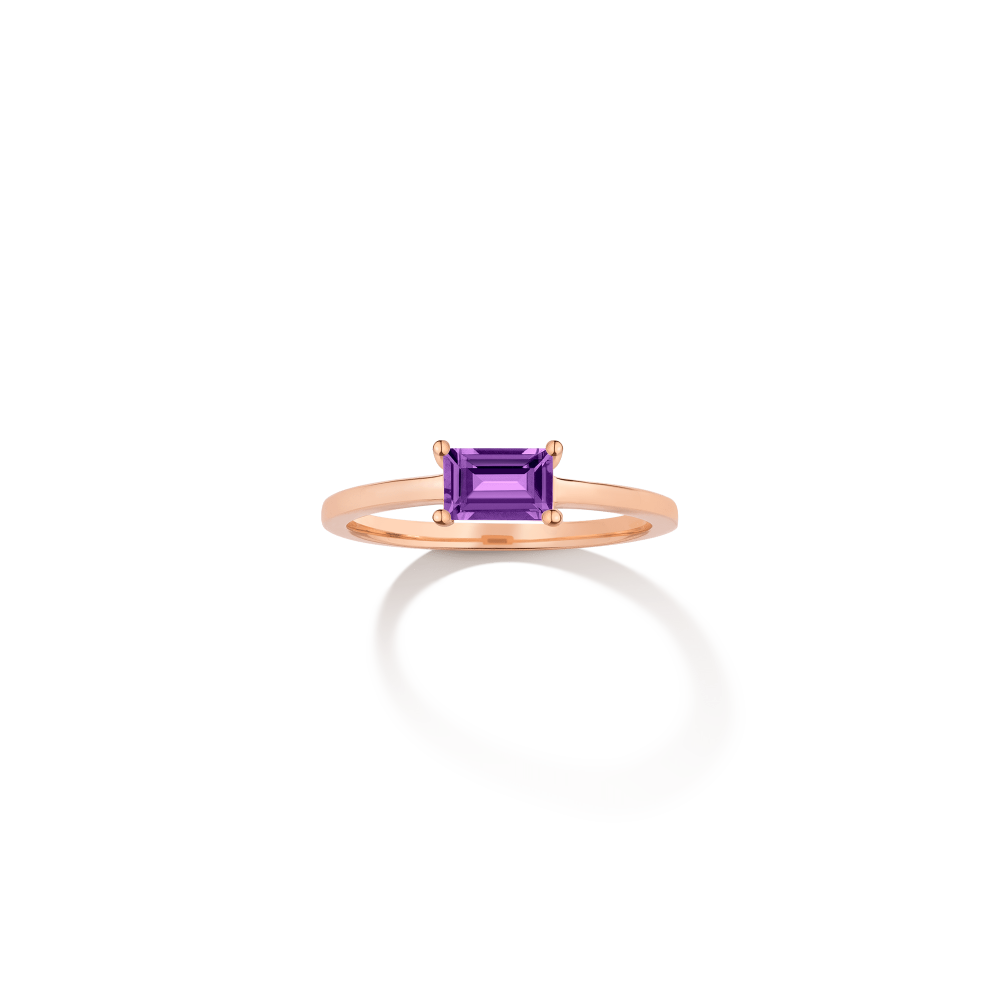Birthstone Baguette Ring - Amethyst Vermeil 14k 18k Rose Gold First