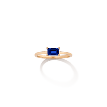 Birthstone Baguette Ring - Sapphire Vermeil 14k 18k Yellow Gold First