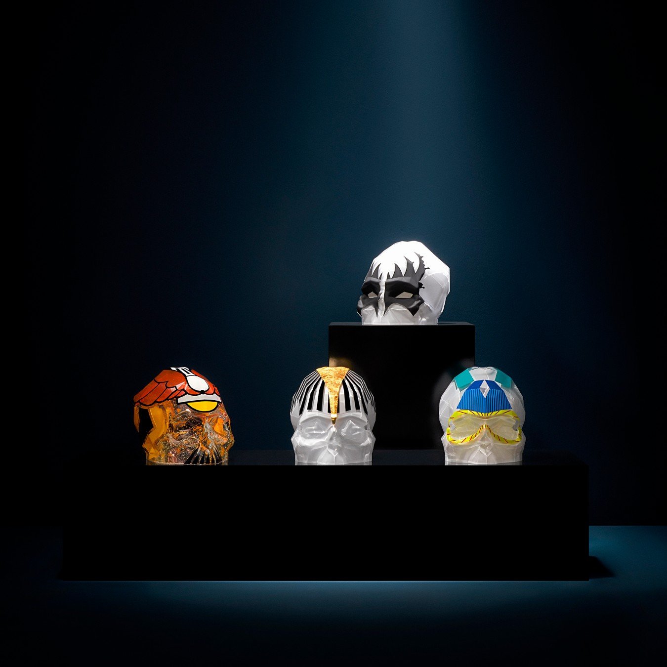 Memento Mori Rock & Pop Faceted Skull By Umut Karaman - Large | White/Black/Gold