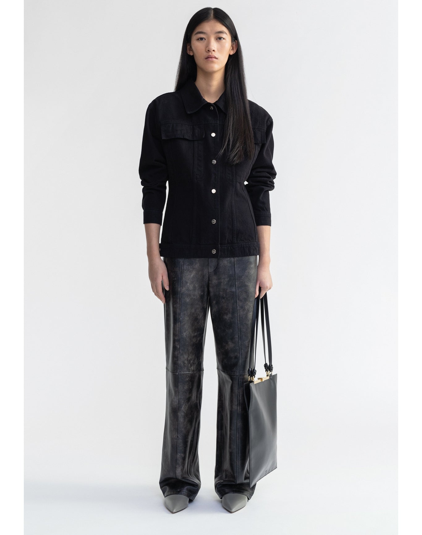 Roisin | Waisted Denim Jacket | Black