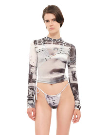 Roman Collage Bikini Bottom | White