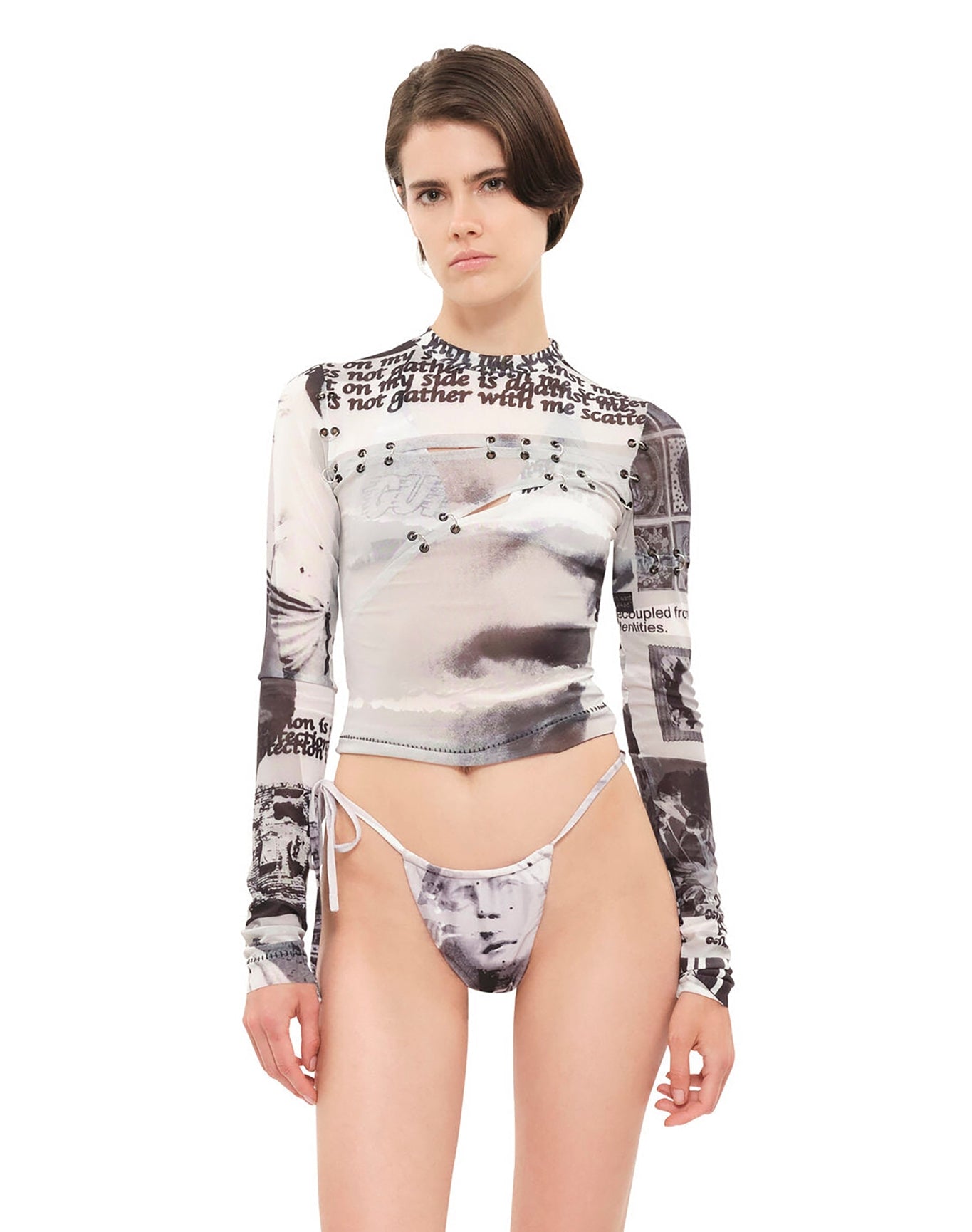 Roman Collage Bikini Bottom | White
