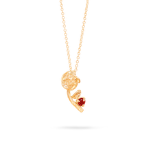 Stone and Strand 10K Yellow Gold Rose Charm With Garnet Necklace Front Image