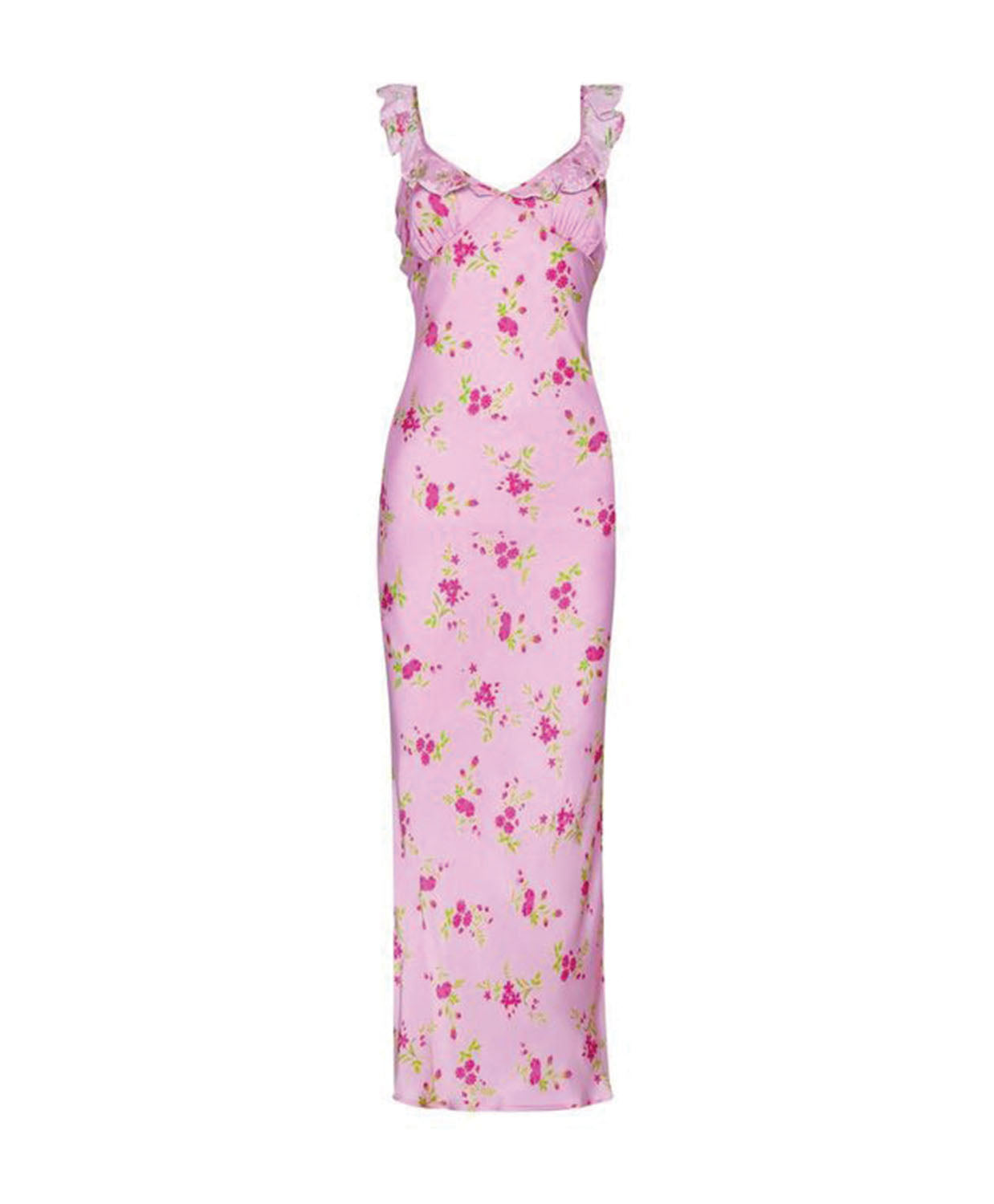 Pink floral dress on a white background