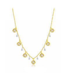Rough Diamond Station Necklace | 14K Two Tone Gold