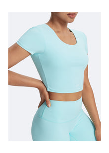 Round Neck Crop Top | Arctic Blue