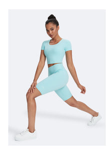 Round Neck Crop Top | Arctic Blue