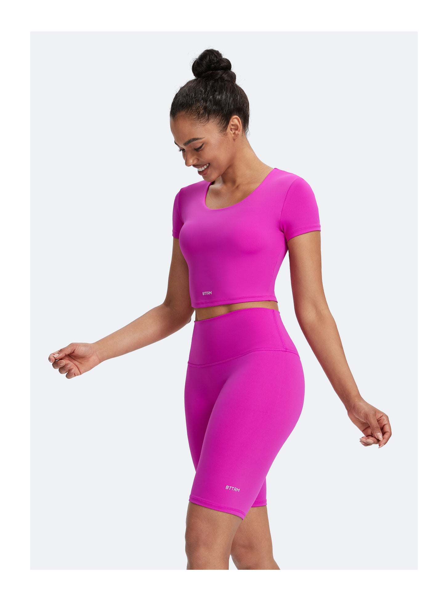 Round Neck Crop Top | Glow Pink